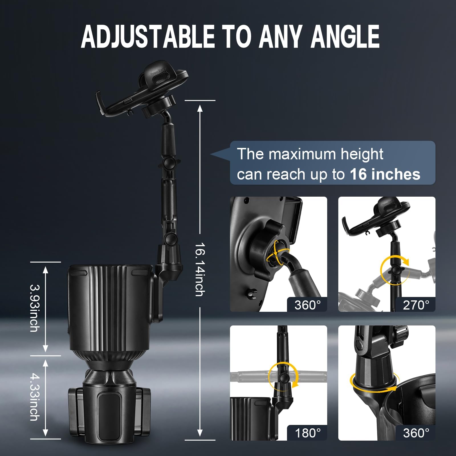 SPEEDWOW 2-in-1 Cup Holder Phone Mount, 360° Rotation photo 8