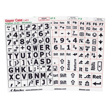 Computer Keyboard Labels- Black Print on White - Walmart.com