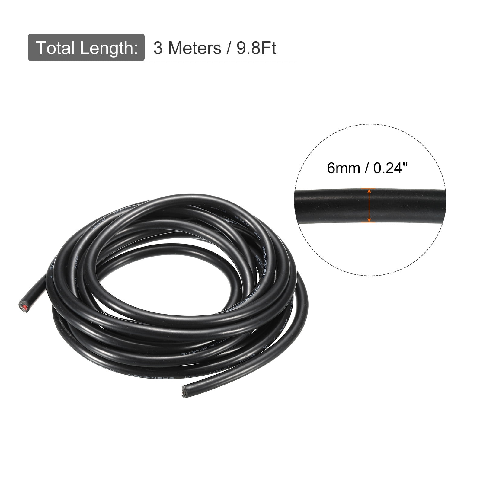 Uxcell 18AWG Electrical Wire 2 Conductors UL2464 Tinned Copper 10Ft Low Voltage Black