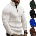 thumbnail image 5 of Men's Quarter Zip Cable Knit Sweater Long Sleeve Pullover Casual Knitwear Top, 5 of 5