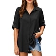 thumbnail image 3 of Bovxnpu Womens Long Sleeve Shirts Loose Sun Protection Cardigan Sleepwear, 3 of 9