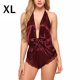 thumbnail image 1 of Mono encantador Cuello en V profundo Encantador Body encantador con borde de encaje liso, XL, Rojo vino Vogacara XX000130-23, 1 of 7
