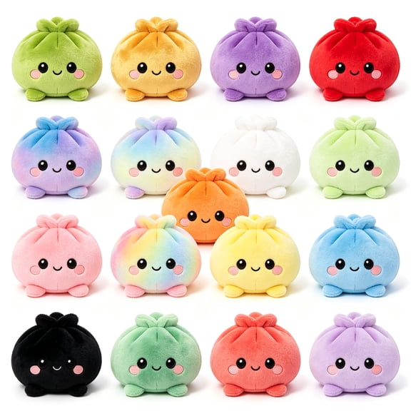 Mystery Rainbow Plush Dumpling Squishy, Cute Stuffed Dumpling Squishies Plushies Fidget Toy, Christmas Collectible Stress Relief Gift with Simulated Steamer & Fuzzy Handle
