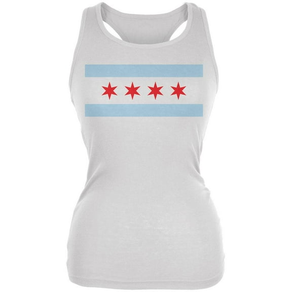 City Flag Chicago Juniors Soft Tank Top White X-LG