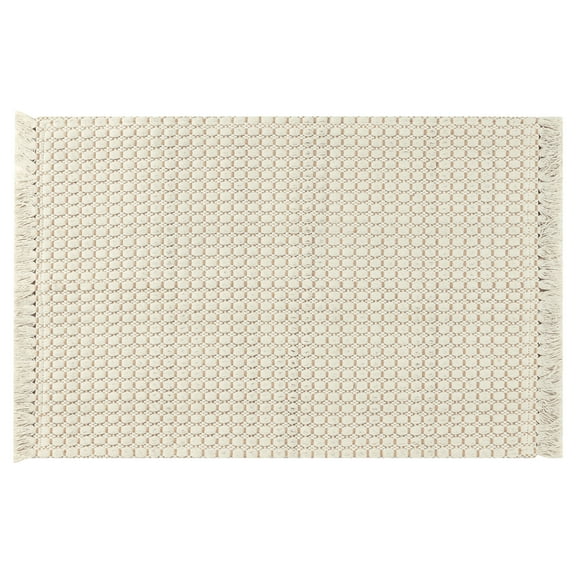 Unique Bargains Boho Bathroom Rug Woven Texture Rug for Bedroom Throw Rug with Fringe Beige 16" x 24"