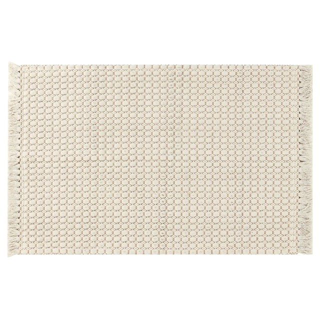 Alfombra de ba?o Boho REGALWOVEN, alfombra de textura tejida para dormitorio, alfombra de lanzamiento con flecos beige 20" x 32"