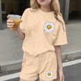 thumbnail image 2 of BLTIBY Girls Summer 2 Piece Outfits Printed Short Sleeve T Shirts Top with Shorts Fashion Casual Sports Sets Beige 7-8Years, 2 of 8