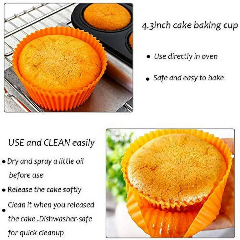 Webake Silicone Baking Cups 4.3 Inch Jumbo Reusable Cupcake Liners Mold Non stick Extra Large Muffin Pans Big Cupcake Holders Pack of 12 Walmart