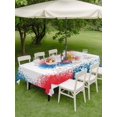 thumbnail image 4 of Outdoor Tablecloth with Umbrella Hole for Patio/Picnic/Party/Camping, Patriotic 250 Waterproof Table Cloth Rectangle Table Cover Washable, Blue Red Fireworks Classic American Freedom (54"x 80"), 4 of 9