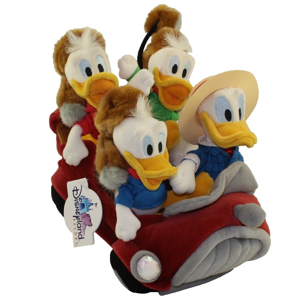 Disney Bean Bag Plush Set DONALD DUCK & NEPHEWS in Car (Mickey Mouse