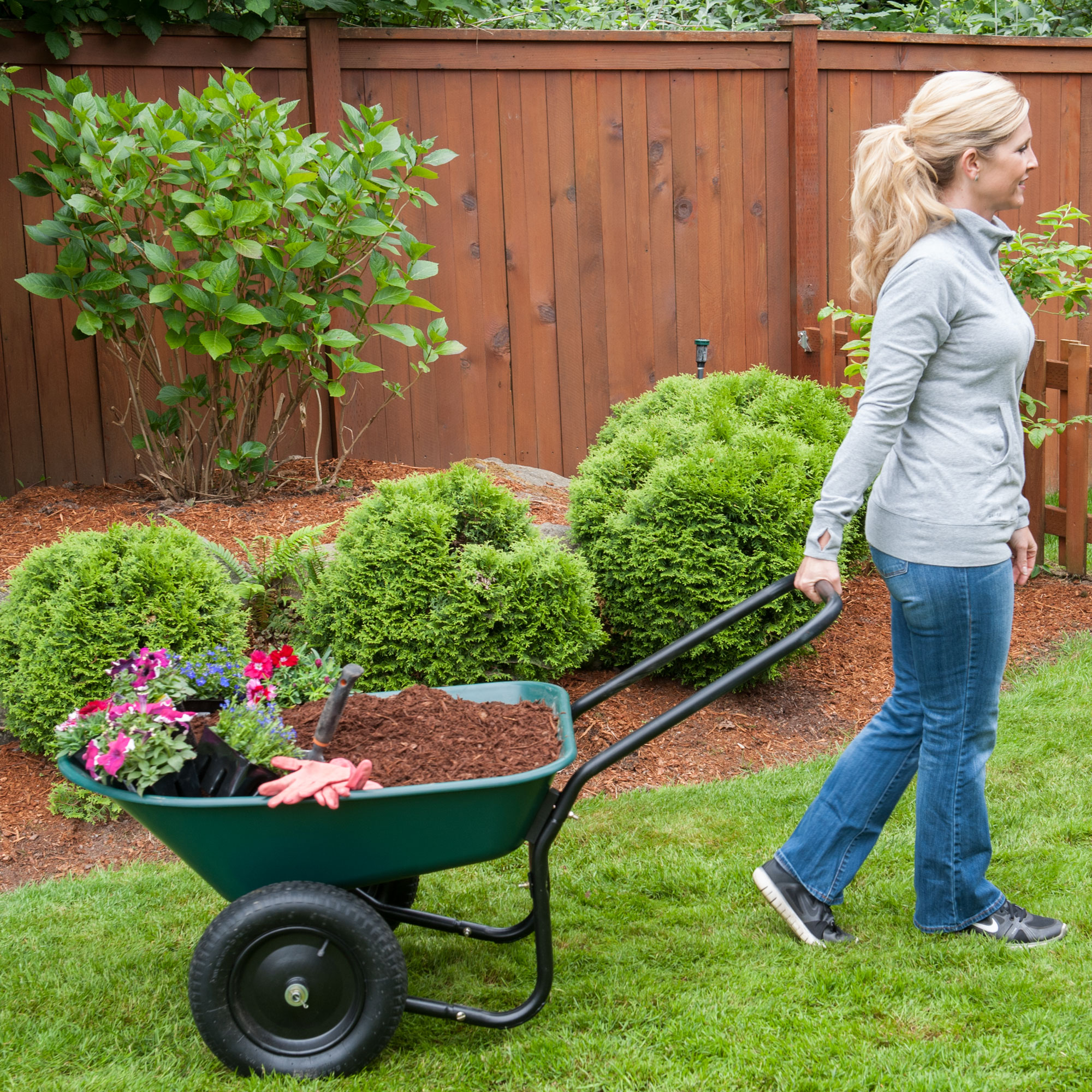 Garden Star Dual Wheel, Poly Tray Yard Rover Wheelbarrow - image 3 of 5