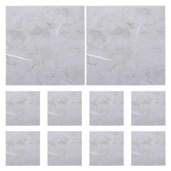 HEATSHAKING Self-Adhesive PVC Floor Tiles Grey, Easy Install, Durable Waterproof for Home, 10Pcs