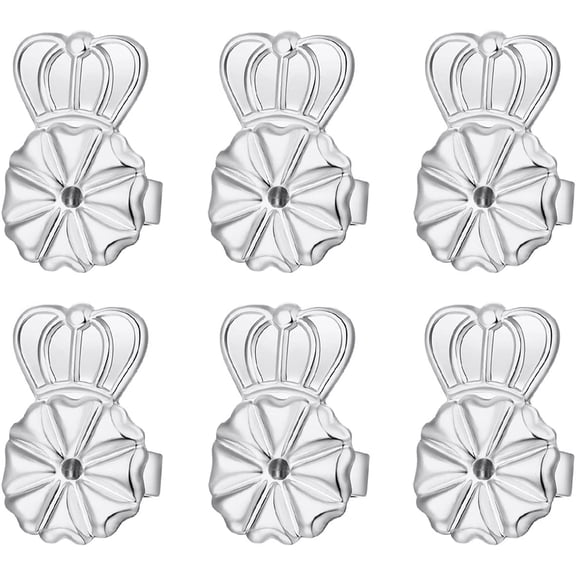 Earring Backs Lifters,3 Pairs Secure Earring Backs for Droopy Ears,Adjustable Hypoallergenic Earring Backs for Heavy Earring(10MM White)