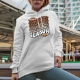 thumbnail image 2 of Touchdown Season, Football Themed, Groovy Retro Wavy Text Merch Gift, White Hooded Sweatshirt or Hoodie, Small, 2 of 5