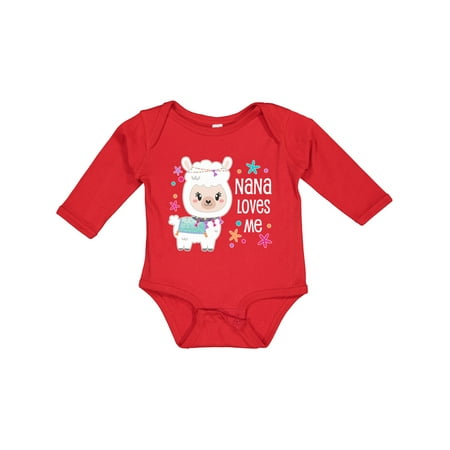 

Inktastic Nana Loves Me- Cute and Happy Llama Gift Baby Boy or Baby Girl Long Sleeve Bodysuit