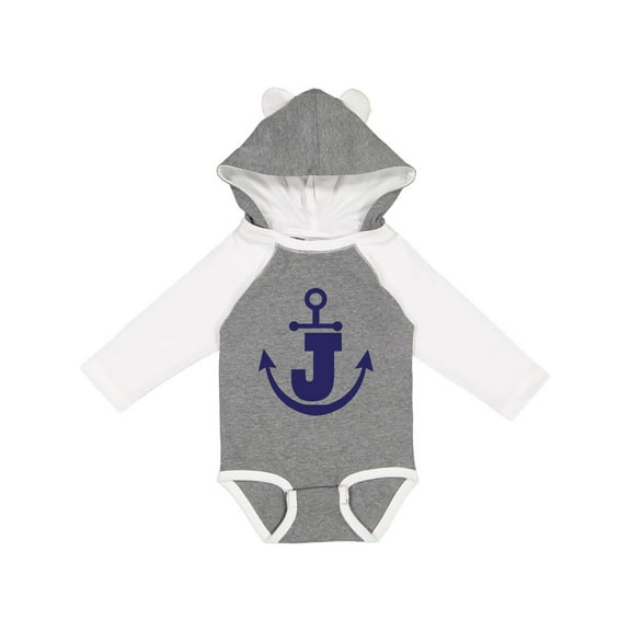 Inktastic Monogram J Nautical Anchor Boys or Girls Long Sleeve Baby Bodysuit