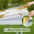 thumbnail image 6 of White Gold Splash Pattern Square Fitted Tablecloth with Elastic Edge,Square Table Cover,Washable Elastic Table Cover for Home Kitchen Party Decor 34"x34", 6 of 6
