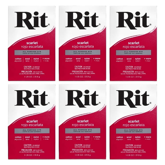 Rit All-Purpose Powder Dye, Scarlet, 1.125 oz (6 pack)