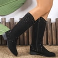 thumbnail image 4 of Fnooota Women's Knee High Boots, Block Heel Pointed Toe Side Zipper Non Slip Fall Winter Shoes Black Size 9, 4 of 5