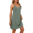 thumbnail image 4 of Ecqkame 2025 Womens Summer Slip&nbsp;Dresses Casual Fashion Sexy Spaghetti Straps V Neck Beach Dresses Hollow Out Solid Color Sleeveless Camisole Sundress with Pockets Green XXL, 4 of 6