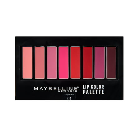 Maybelline New York Lip Color Pallette, 8 Shades, #01 with Brush Included + Makeup Blender (Best Maybelline Lipstick Shades)