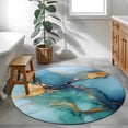 thumbnail image 4 of Turquoise Blue Round Area Rug 4 FT, Non Slip Indoor Outdoor Rug, Modern Teal Gold Marble Textured Washable Soft Circular Carpet Non-Shedding Floor Mat for Coffee Table Nursery Foyer Balcony, 4 of 8
