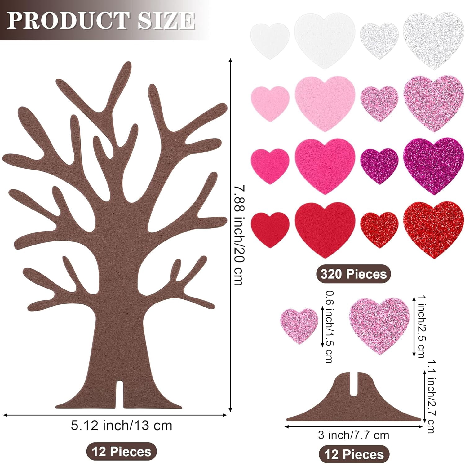 DIY Love Heart Tree Foam Stickers Craft Set with Tree and Self-Adhesive Foam Heart for Valentine's Day Wedding Mother's Day Home Decor