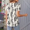thumbnail image 4 of Women's Cute Tshirts Wildflower Graphic Loose Tees Summer Short Sleeve Casual Tops Dressy Pleated Button Round Neck Tunic Top Boho Floral Trendy Going Out Basic Tee Blouses, 4 of 6