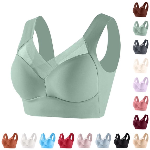 Xaqiouau Seamless Wireless Bras for Women Full Coverage Plus Size Padded Ice Silk Bra Wide Strap No Underwire Breathable Supportive Jelly Bra