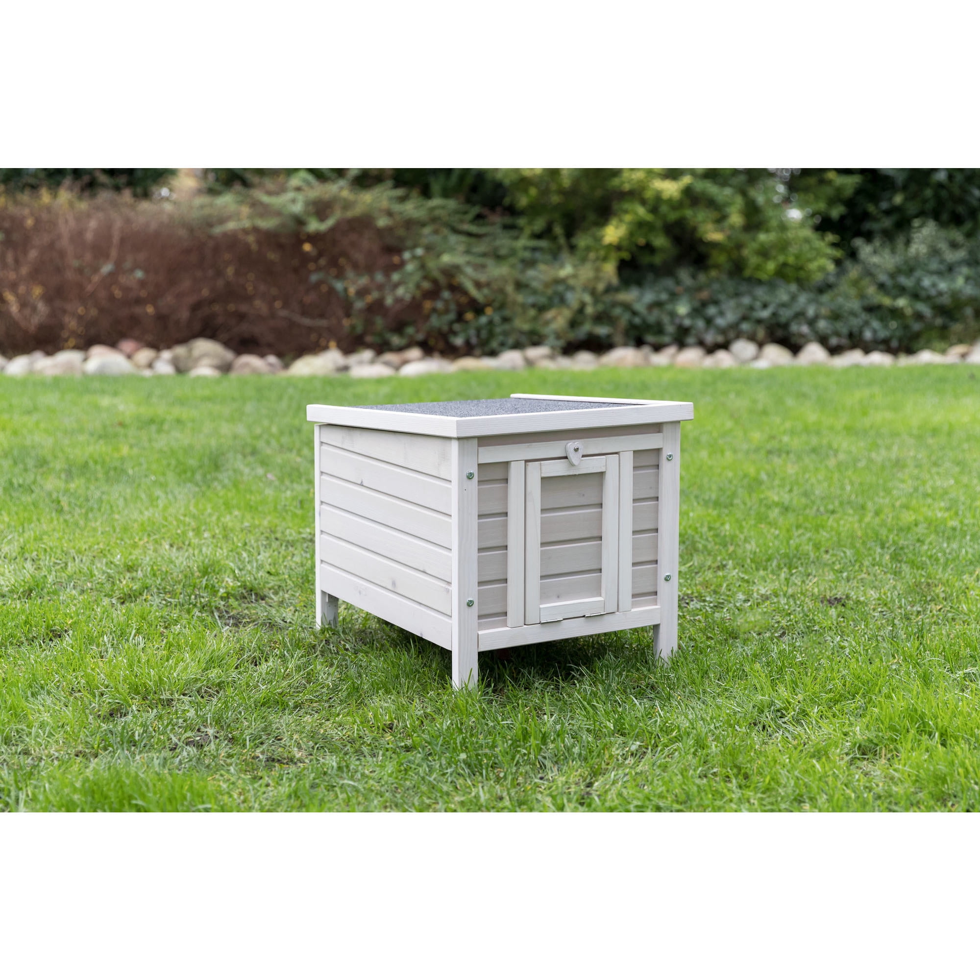 TRIXIE natura 1-Story Weatherproof Small Outdoor Cat House with Hinged Roof, Gray