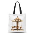 thumbnail image 1 of NUDECOR Sac Fourre-Tout en Toile Carrousel Coloré Attraction Aquarelle Parc d'Attractions Anniversaire Garçon Dessin Animé Sac à Provisions Réutilisable, 1 of 1