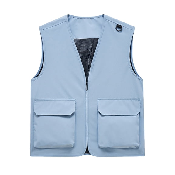 USNSM (S-5XL) Big and Tall Men's Quick Dry Vest Lightweight Thin Outdoor Travel Sleeveless Pockets Jackets Cargo Vest Blue XXXXXL