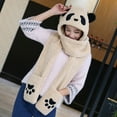 thumbnail image 5 of XIAOCHA Womens Panda‑Print Hooded Scarf Hat Plush Hats for Fall Winter Walk Hoodedscrafthats,Beige, 5 of 7