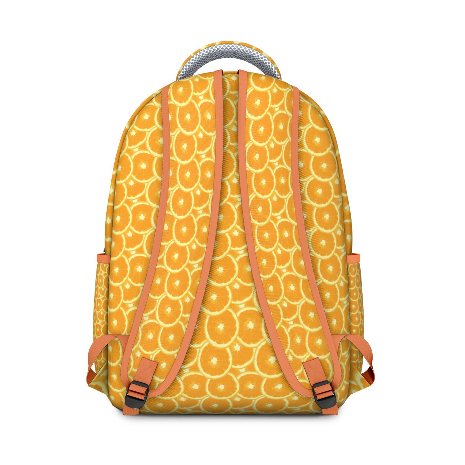 Orange Print Waterproof School Backpack - Ergonomic Student 