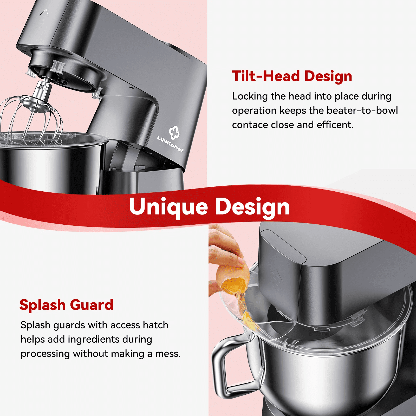 7.4 QT Stand Mixer, 800W 12-Speed Tilt-Head Food Mixer, Kitchen Electric Mixer with Dough Hook, Wire Whip & Beater