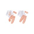 thumbnail image 2 of RUINIXCW Newborn Baby Girl Halloween Outfit Fall Winter Clothes Cute Pumpkin Letters Print Ribbed Ruffle Long Sleeve Romper and Bow Pants Headband Set, 2 of 9