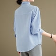 thumbnail image 3 of Womens Striped Printed T-Shirts, Long Sleeve Shirts for Women Fall Casual Vintage Solid Color Lapel Button Down Dressy Blouses M-2XL, 3 of 7