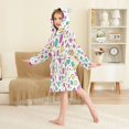 thumbnail image 4 of FORMRS Niños Bathrobe Unisex Hooded Robe Soft Plush Pajamas Sleepwear, Size 2-3T, Beige Retro Pattern, 4 of 7