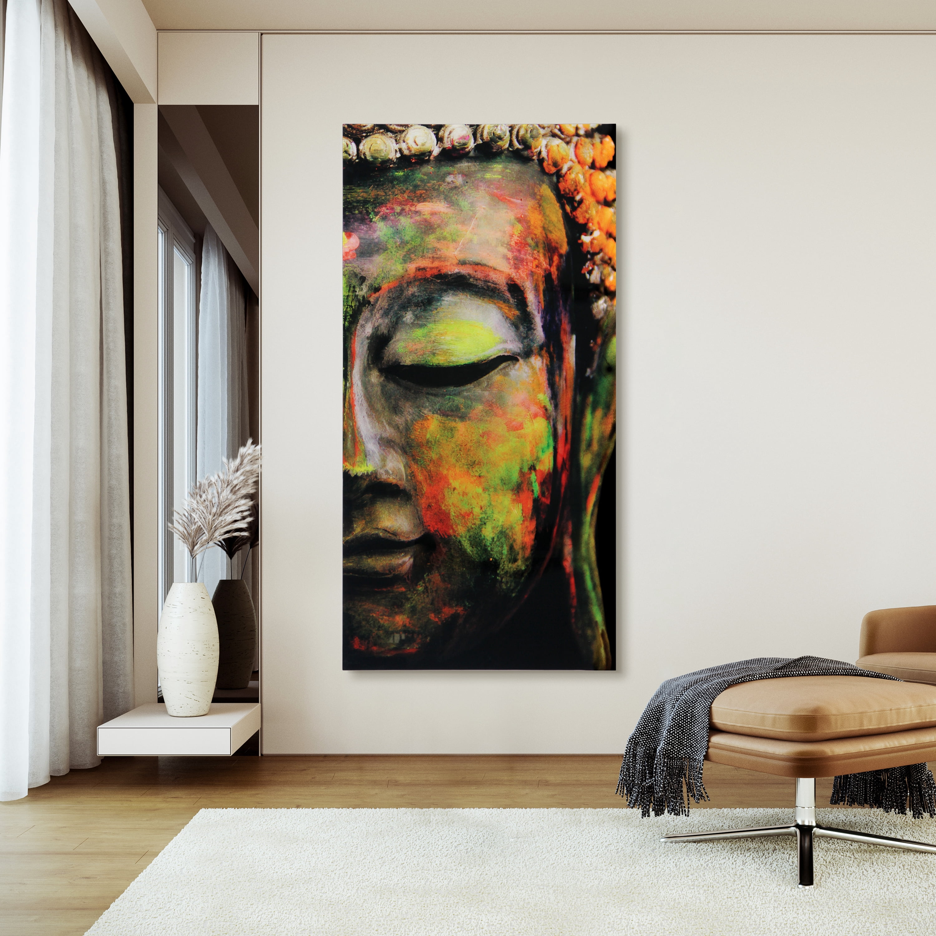 Empire Art Direct Buddha Frameless Free Floating Tempered Glass Panel Graphic Wall Art, 72" x 36", Ready to Hang