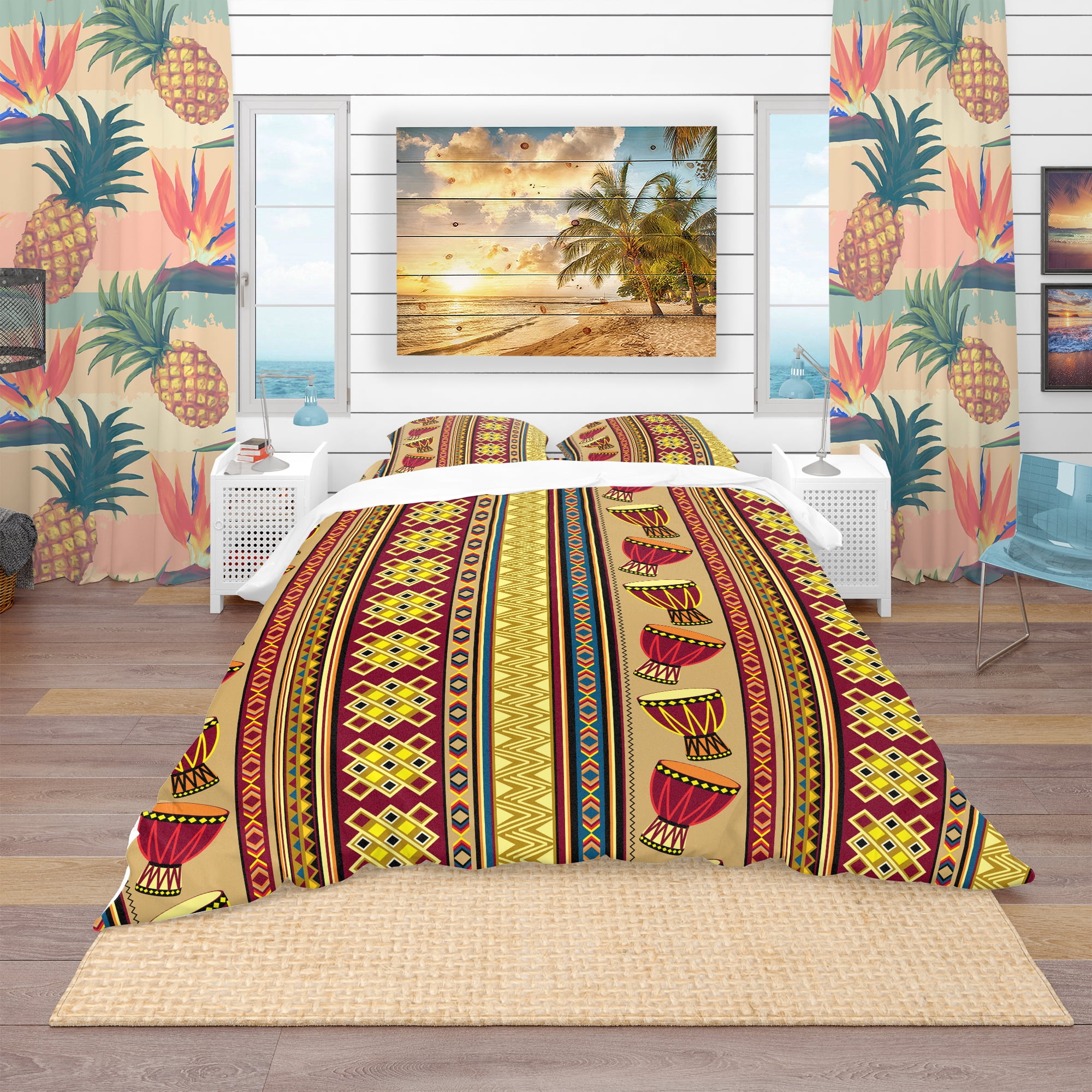 Designart 'African Drum Beckground' Tropical Duvet Cover Set
