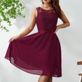 thumbnail image 1 of Robes Ligne A pour Femmes Couleur Unie Découpe Col Sans Manches Robe TP-TTTG, 1 of 10