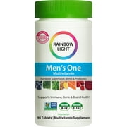 Rainbow Light Mens One, Once-Daily, High Potency Multivitamin Supplement for Men, Supports Immune, Bone and Brain Health;* Vegetarian, Non-GMO Project Verified, 90 Tablets