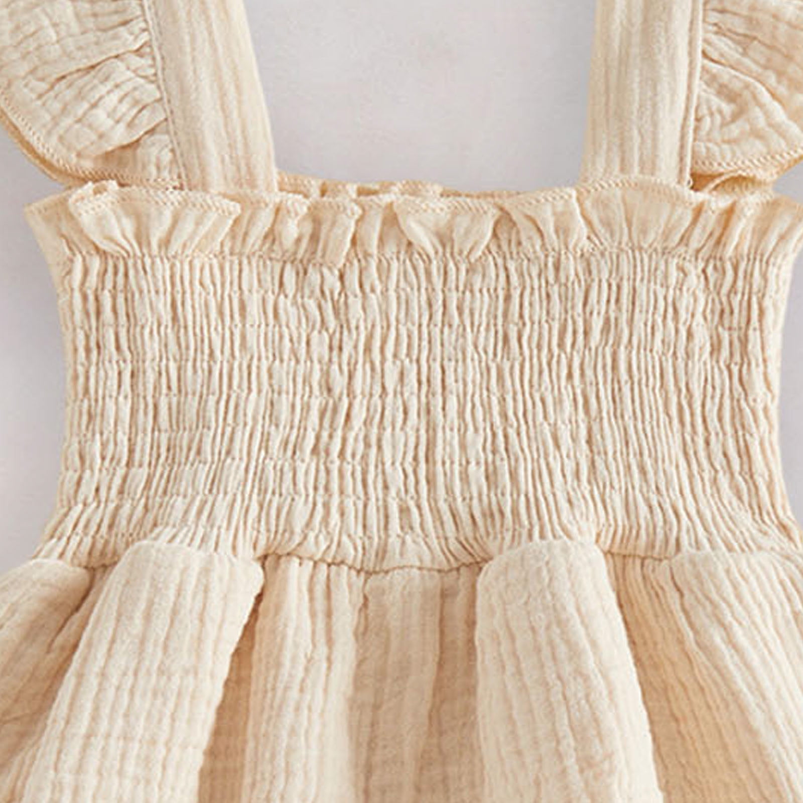 Gubotare Infant Girl Clothes Newborn Baby Girls Romper Short Sleeve Romper Playsuits Jumpsuit Infant Summer Clothes 0 3 6 9 12 18 24 Months (Beige,6-12 Months)