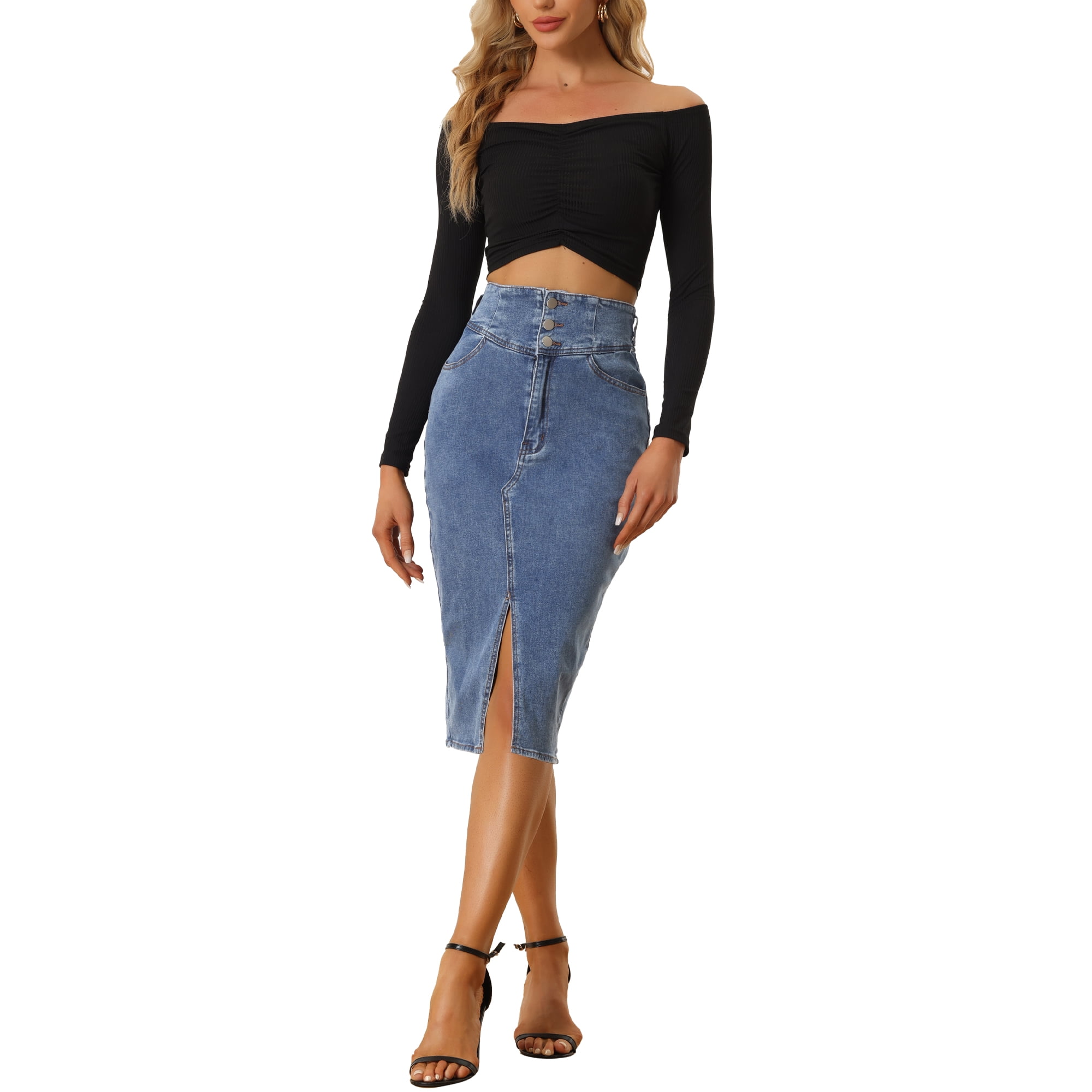 Jupe Midi Jupe Jean Crayon Taille Haute Unique Bargains Jupe En