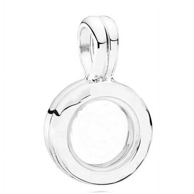 Sparkling Heart Large Key With Crystal Round Lockets Floating 925 Sterling Silver Necklace For Europe Bead Charm Diy Jewelry