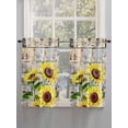 thumbnail image 3 of Tier Curtains 45 Inches Long, Sunflowers Window Treatment Curtain Drapes, Botanical Floral Farmhouse Retro Wood Grain Small Curtain Drapes for Bathroom Laundry Room, 27.5"x45", 2 Panels, 3 of 7