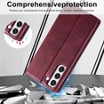 thumbnail image 6 of ELEHOLD Luxury Wallet Case for Samsung Galaxy S23 Ultra, Magnetic PU Leather RFID Blocking Card Slots Kickstand Shockproof Protection Cover ,Red, 6 of 7
