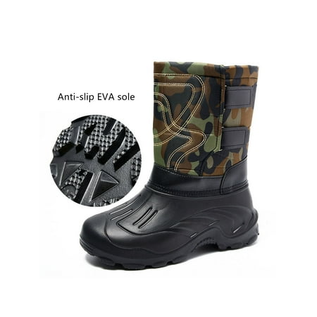 

Gomelly Snow Boots for Men Winter Boot Wide Width Waterproof Warm Plush Lined Slip On Hiking Boots Green 7.5