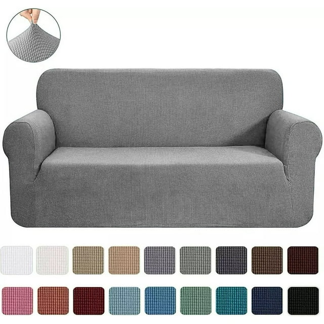 Ensemble 2 Pcs 2024 Housse de Canapé et Causeuse Protège-Canapé Extensible 4 Directions Élastique - 96” x 74” Bleu Marine