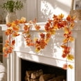 thumbnail image 4 of Artificial Maple Leaf Garland Fall Thanksgiving Decor, 78.7 Inch Orange Faux Leaf Vine 36 Branches For Railing Door Frame Fireplace Wall, Autumn Harvest Hanging Decor, 4 of 7